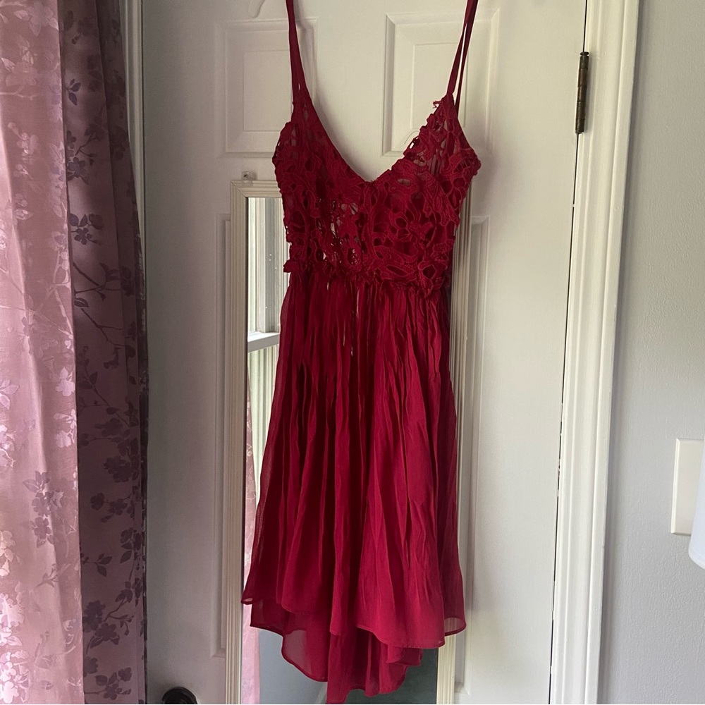 Backless Red Lace Dress
